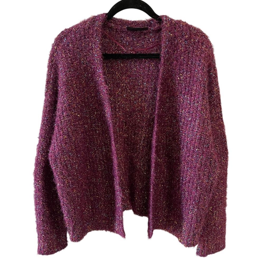 Lane Bryant classic open front purple metallic eyelash cardigan size 18/20